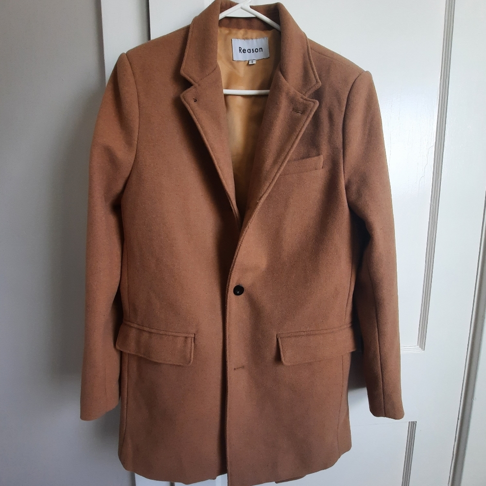 NWOT Reason Tan Fish Tail Pea Coat
